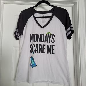 Disney Parks Monster's Inc. Black and White Raglan Sleeve T-Shirt size L